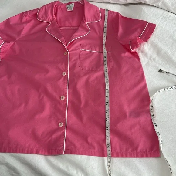J.CREW Women's Pajama Shorts & Top Set Pink 100% Cotton Sz Medium - Picture 8 of 11